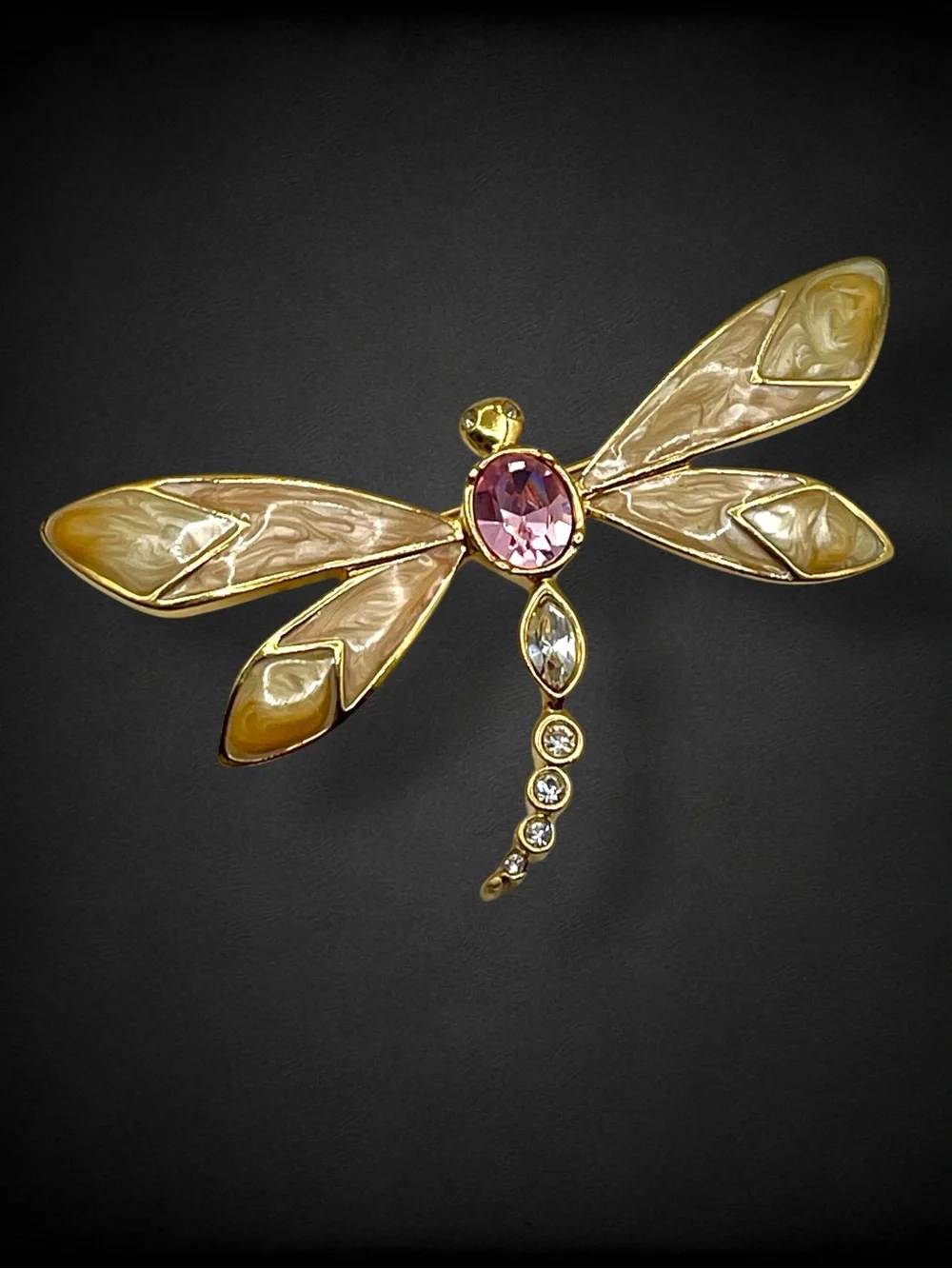 Vintage KJL for Avon Natures Treasures Dragonfly Enamel Brooch Enamel and RS